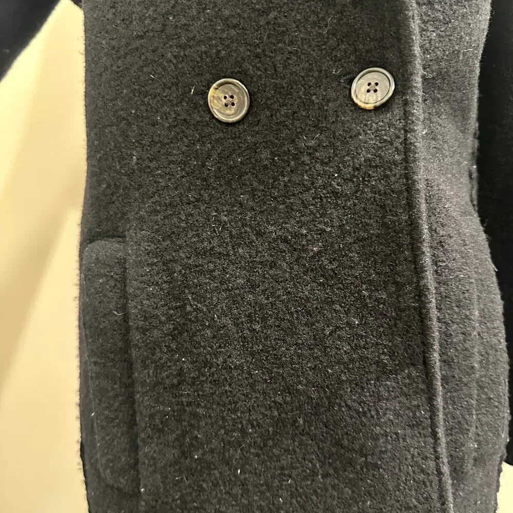 J. Crew Black Daphne Italian Boiled Wool Top Coat Sz 2 Old Money Preppy Heritage - Picture 6 of 12